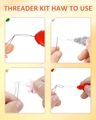 FIVEIZERO Needle Threaders Kit – 24 PCS Needle Threader for Hand Sewing,4 Type Simple Needle Threaders for Needles,Needle Threader for Sewing Machine & Embroidery Floss with Clear Storage Box Detail