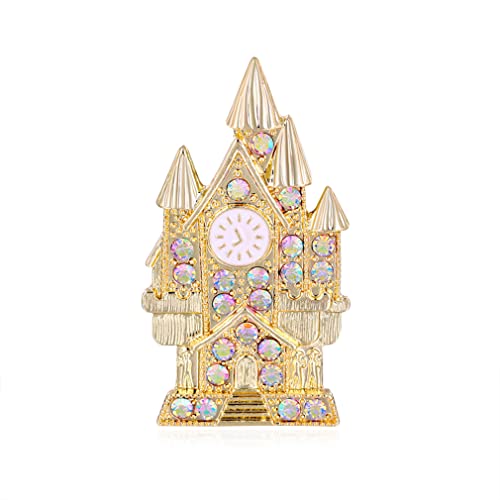 YAZILIND Vintage Castle Shape Brooch Pins Alloy Rhinestone Personality Corsage