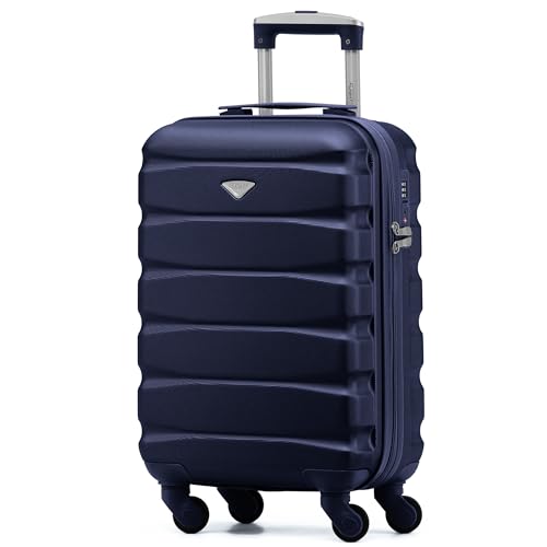 Flight Knight Lightweight 4 Wheel ABS Hard Case Suitcases Cabin Carry On Hand Luggage Approved for Over 100 Airlines Including British Airways, easyJet, Jet2 & Wizz 55x35x20cm - TSA Lock