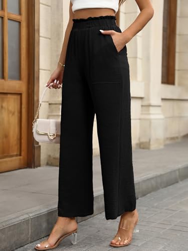 CORSKI Pants for Women Casual Wide Leg Pants Flowy High Waist Trousers Loose Palazzo with Pockets2