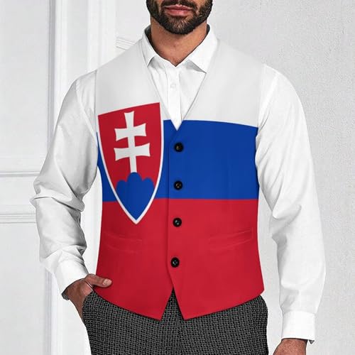 Slovakia Flags of Countries Suit Vest for Men Slim Fit Tuxedo Waistcoat Button Down V Neck Business Dress Coat4
