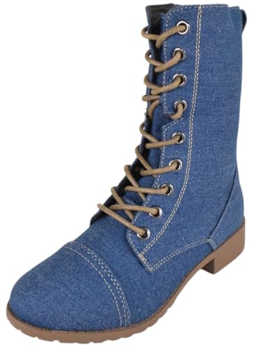 Forever Women Shoes Combat Army Style Boots Lace Up Side Zipper Booties