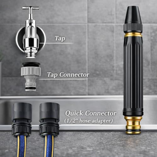 Image of High Pressure Water Spray Gun Nozzle Set with Adjustable Nozzle | Multi-Pattern Sprayer for Car & Bike Washing, Gardening & Outdoor Cleaning | 3 Hose Pipe Quick Connectors