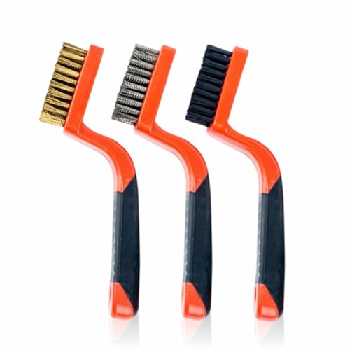 Wire Brush Set Soft Handle Wire Brushes Lightweight Paint Scrubbing Stripper Brush Hangable Cleaning Rust Brushes Perfect for Cleaning Paint Stains Cleaning Grill Floor Grout Line Window Tiles (3 Pc)