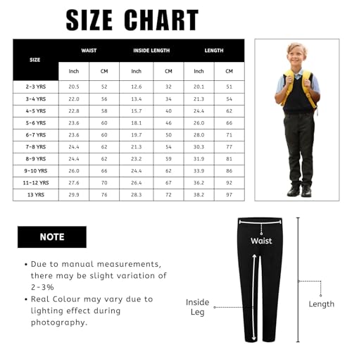 Pantalones de colegio para niños de 3-4 años, uniforme escolar gris con media elástica 5