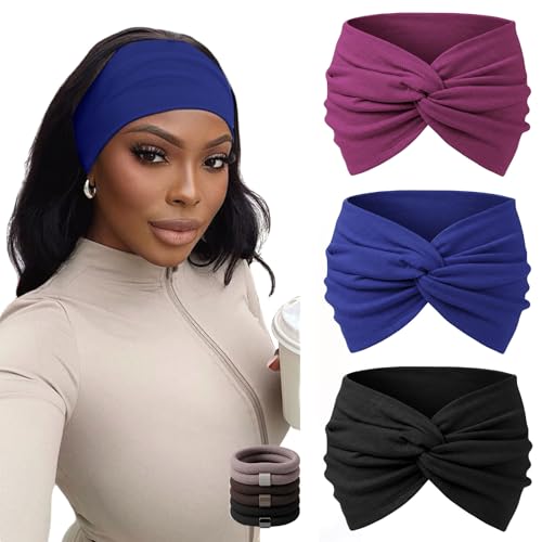 7-Inch Wide Headbands for Women – 3 Pack Soft Thick Turban Hair Bands - image 1