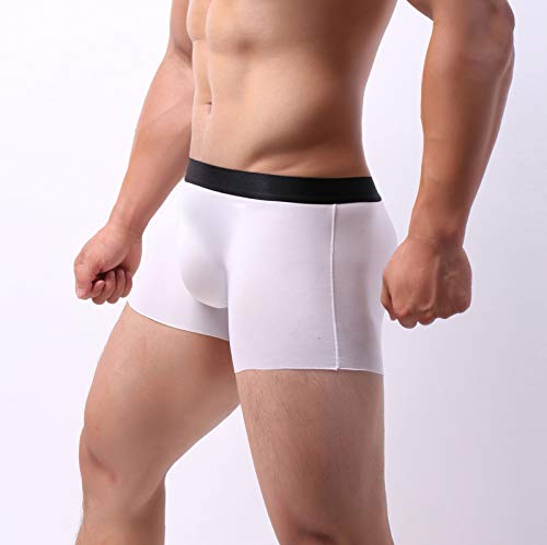 Seamless Underwear Boxer Fashionable Comfortable Breathable Pants Ice Men's Lively Strapless Bra No Wire (White, L)3