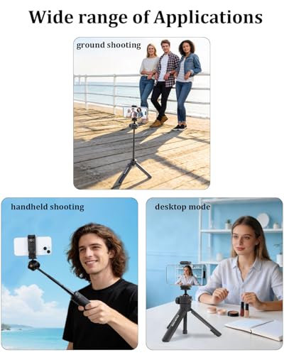 Image of POLAM-FOTO Selfie Stick Tripod Stand for Phone with 360 Ball Head | One-Click Pop-Up design, portable and foldable for selfies, travel, vlogging and stable multi-angle shooting.