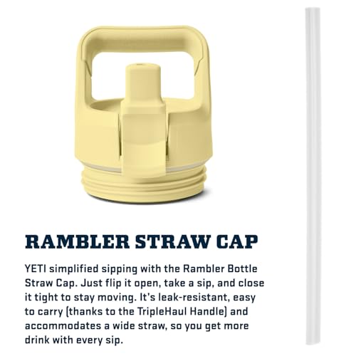 Image of YETI Rambler 26 oz Bottle, Vacuum Insulated, Stainless Steel with Color Matching Straw Cap