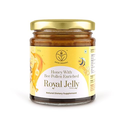 Image of Shiva Organic Honey With Bee pollen Enriched Royal Jelly 5000mg Natural Dietary Supplement (250 g)