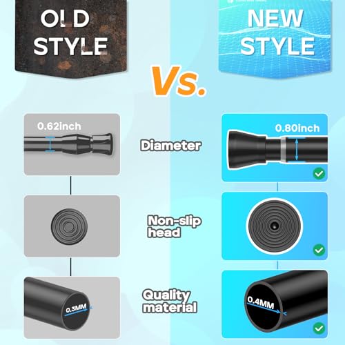 Image of AIZESI Tension Curtain Rod 28 to 48 Inch, 2pcs Black Tension Rod Adjustable Curtain Rod Curtain Tension Rod Spring Tension Curtain Rod No Drill Spring Curtain Rod Small Shower Rod