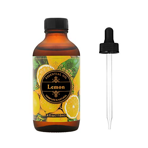 COOSA 100% Pure Lemon Essential Oil - Premium Therapeutic Grade - Fragrant Aroma Oil for Diffuser, Burner with Premium Glass Dropper - 4 Fl Oz / 118ml