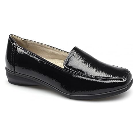 Dr Keller SALLY 3 Ladies Faux Patent Wedge Slip-On Loafers Black UK 6 Cover
