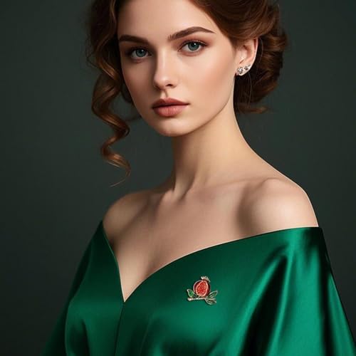 Image of Enamel Fruit Brooch for Women Rhinestones Fruit Lapel Pin Elegant Fruit Brooches Jewelry Gift, Perfect for Dresses Hat Bag