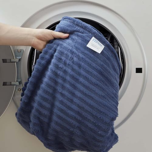 Image of Nestl Blue Throw Blanket for Couch - Cozy Warm Fuzzy Blankets for Women, Set of 2 Small Fleece Throws for Girls - Navy Blue, 50 x 60 Inches