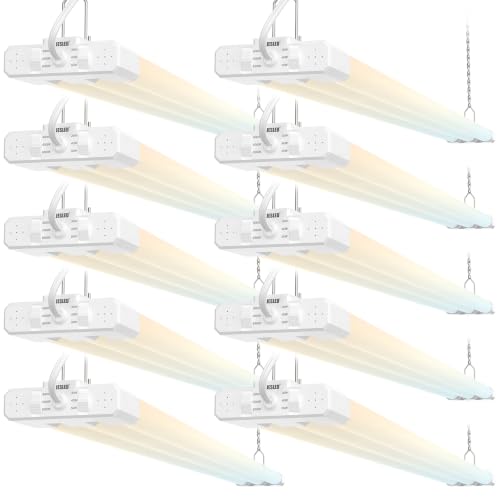 Image of JESLED 4FT LED Shop Lights, 3CCT Selectable 50W 7500LM, Linkable, ETL | 3CCT 4000K /5000K /6500K, 30W /40W /50W Adjustable, Utility Commercial Bay Light, Plug & Play, Ceiling or Hanging Mount, 10-Pack