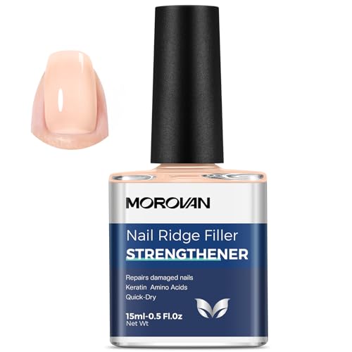 Morovan Nail Strengthener and Growth: Jelly Nude Nail Polish Hardener Repair for Damaged Nails...