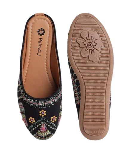 OPIVE Fashion Floral Embroidered PVC Sole Comfortable Slip On Shoes for Womens and Girls