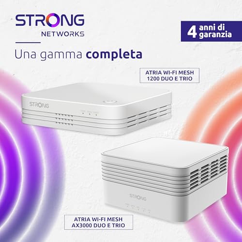 STRONG - Kit WiFi Mesh - Atria 1200 Mbps - Fino a 200 m² di copertura WiFi in più - Compatibile con tutte le Modem/Router - Dual Band 2,4 GHz + 5 GHz - 3 porte Ethernet - Bianco - Powerline - Immagine 5