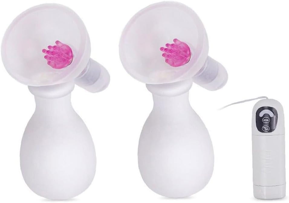 Nipple Pleasure Pump - Wired Remote Control Nipple Stimulation Suckers QD06242