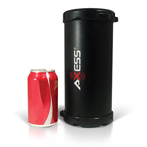 AXESS SPBT1031 Portable Bluetooth Indoor/Outdoor 2.1 Hi-Fi Cylinder Loud Speaker with Built-In 3" Sub and SD Card, USB, AUX Inputs in Black