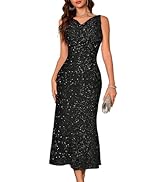 BeryLove Formal Sequin Wedding Guest Prom Cocktail Cowl Neck Bodycon Dresses