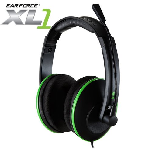 Turtle Beach Ear Force XL - Auriculares de diadema cerrados USB (con micrófono, control remoto integrado, USB), negro y verde