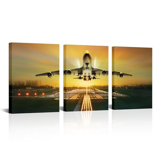 HOMEOART Airplane Art Wall Decor Aviation Decor Pictures Framed A...
