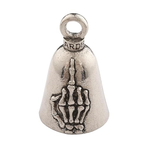 Guardian Bell Middle Finger Bell Good Luck Bell w/Keyring & Black Velvet Gift Bag | Motorcycle Bell | Lead-Free Pewter | Good Luck Gift to Friends & Family | Bike Bell | Made in USA