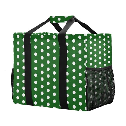 Polka Dots Green White Large Beach Bag Waterproof Beach Tote Bags for Women Travel Gym Pool2