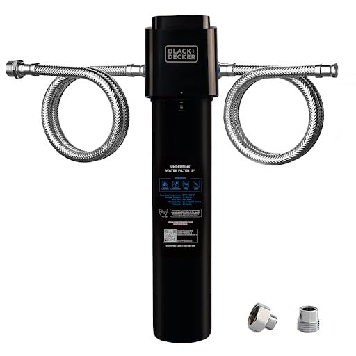 Image of BLACK+DECKER Undersink Water Filter 15'' | 2 Years | Reduces CHLORAMINE, Chlorine,Lead, PFAS, Bad Taste, Odor | Under Counter Water Filter Direct Connect to Kitchen Faucet | NSF /ANSI 42 Certified