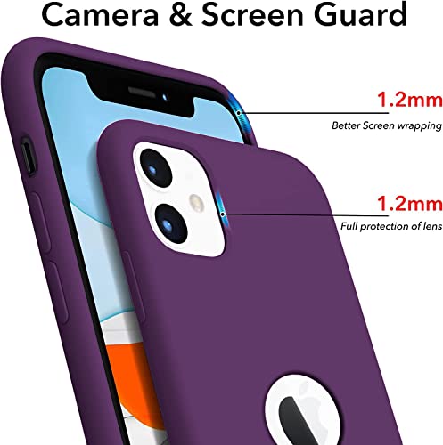 Image of VONZEE Liquid Silicone Soft Back Cover for iPhone 11 Case, Shockproof Slim Camera & Full Body Protection Non Yellowing Cover with Microfiber Lining & Logo Cut (6.1 Inch) -Grape Purple