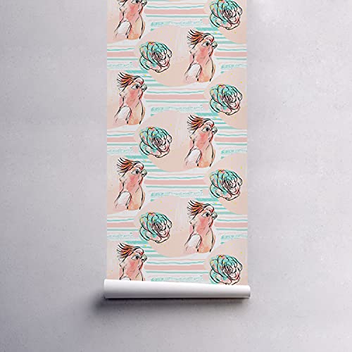 Papier peint perroquets pour masquer les défauts des murs et meubles