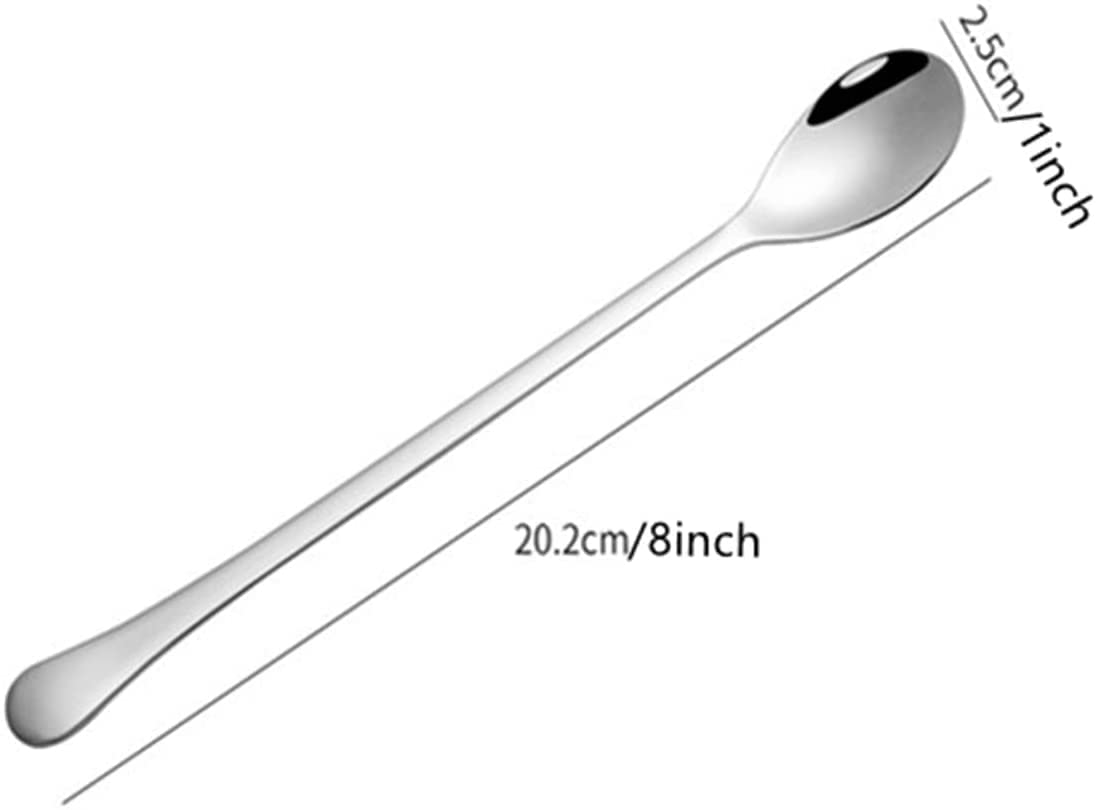 VishList Long Handle Spoon for 6 Pcs Long Mixing Spoon for Iced Tea,Coffee Suitable for Tall Glasses,Cocktail Bar Stainless Steel Long Handle Spoon,Soda Spoon,Milkshake Spoon 4