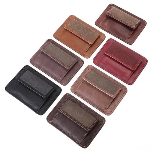 Vintage Oil Wax Canvas -thin Card Cover Men's and Women's Leather Credit Card Bag Coin Bag(Gray)3