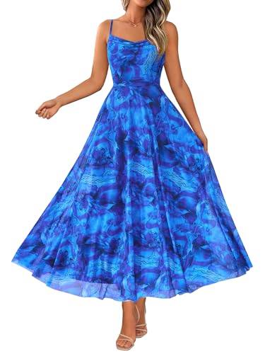 Image of BTFBM Women Summer Maxi Dresses Elegant Wedding Guest Dress | Cowl Neck,Spaghetti Strap,Mesh,Floral,A-Line,Flowy,Party,Cocktail,Homecoming,Graduation,Sundress,Prom,Beach Long Dresses
