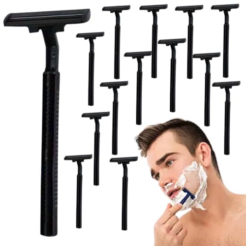 Maquinillas de afeitar desechables, hoja de afeitar de acero inoxidable, para camping, viajes, multiusos portátil, maquinilla de afeitar manual para hombre, para baño, hotel, viajes (negro, 20