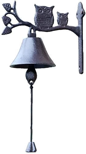 Campainha de ferro fundido coruja sino de jantar sino de parede retro ferro forjado decoração de par