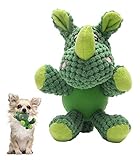 ONTWOPETS Dog Toy Plush Durable Small Dog Toys Low Stuffing Interactive Dog Plush Toys W/Squeaker Puppy Chew Toys Reduces Boredom (Small, Rhinoceros with Squeaker Body)