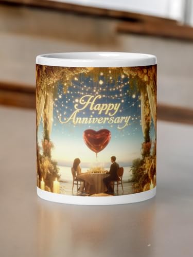 Image of Better Gift Flowers Happy Anniversary Mug, Round Shaped Multicolor Themed Coffee Mugs, Mug for Gifting, Gifting Items for Family, Friends & Closed Ones