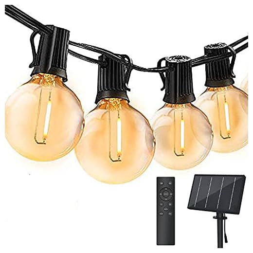 Guirnaldas Luces Exterior Solar, Bomcosy 30M Guirnalda Luces Regulable con Mando a Distancia, 50+2 LED, 4 Modos Luz, IP65 Impermeable, Luces Decorativas Ideal para Jardín, Terraza, Patio, Navidad