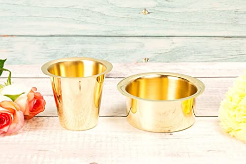 Image of AD ARTS Premium Glossy Brass Filter Coffee Set | Traditional Filter Coffee Maker | Indian Drip Style | 100ml Cofee Brew Set