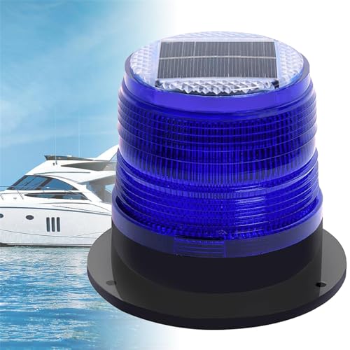 HEAXIY Solar-Stroboskop-Warnleuchte, Sicherheits-Blinklicht mit Starker Magnetbasis, wasserdichte Marine-Warnleuchte für Verkehr, Fabrik, Bootsnavigation,Blue