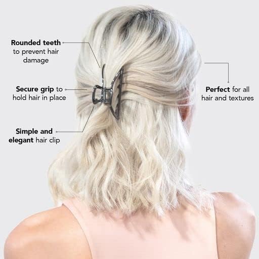 Kitsch Hair Clips, Metal Hair Claw Clips, Hair Accessories for Women, Large Hair Clip, 3" Wide (Open Shape Claw Clip, Hematite)