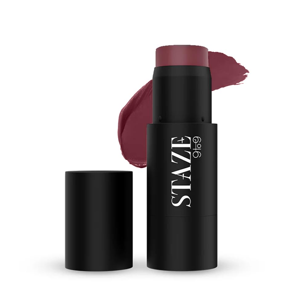 Staze 9to9 Cheek Me Out Multipurpose Blush Stick Tint | On The Go Lip + Cheek + Eye Makeup | Highly Pigmented + Blendable | 12Hrs Long Stay | Natural, Creamy Finish | Travel-Friendly | 03 Spank | 6g
