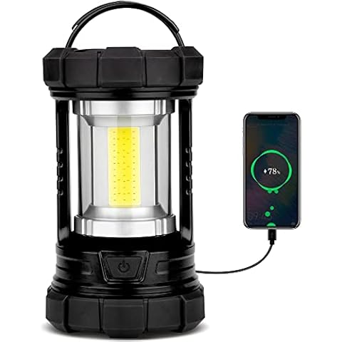 Rechargeable Camping Lantern, 3000LM 5 Light Modes Camping Light 4400 Capacity Phone Charger LED Impact-Resistant Flashlight Lantern Portable Waterproof Hurricane Lanterns for Emergency(Black) Cover