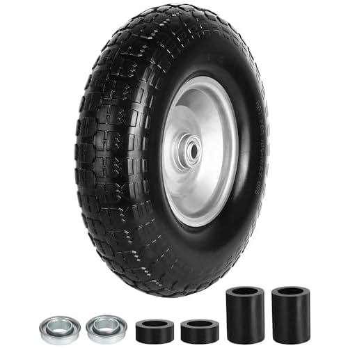 FEILOONG 13 Inch Wheelbarrow Tire Flat Free 4.00-6 Tires, Universal Fit