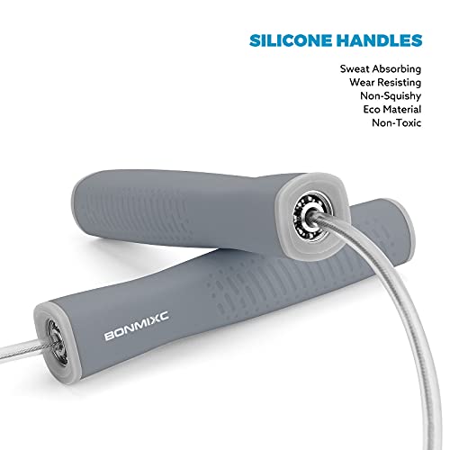 Bonmixc Adjustable Jump Rope Speed For Fitness Silicone Handles With Ball Bearings Pvc Rope Fast Skipping Rope Jumping Exercise For Women And Youth #TOP2