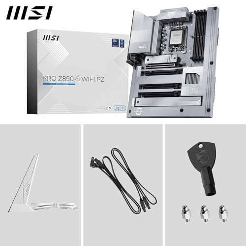 Image of MSI PRO Z890-S WiFi PZ Motherboard - ATX - Supports Intel Core Ultra Processors (Series 2), LGA 1851 - DDR5 Memory, 1 x PCIe 5.0 x16, 1 x M.2 Gen5, 2.5G LAN, Wi-Fi 7, Back-Connect, Silver