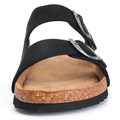 Image of Torotto Womens Slides with Cork Footbed Open Toe Adjustable Webbing Flat Sandals for Walking | Beach | Indoor